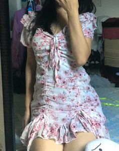 Floral Ruched Mini Dress