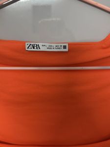 ZARA Coral Orange Bodysuit in Size Large