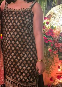 Pure Silk 3 pc Sharara Suit in Ajrakh block print