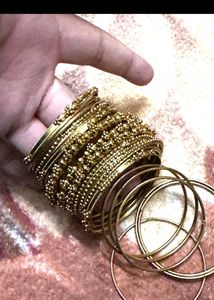 Elegant Gold-Tone Beaded Bracelet Stack
