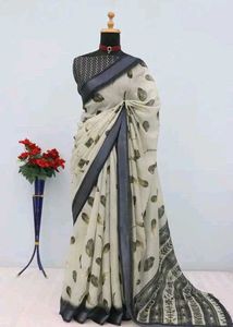 Elegant Leaf Print Saree