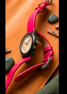 Hot Pink Leather Strap Watch