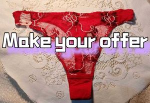 Red Lace Thong with embroidery