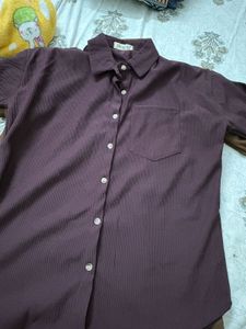 Brown &amp; purple Corduroy Button-Up Shirt