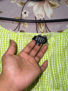 Lime Green Gingham Crop Top