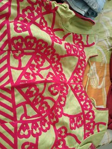 Vibrant green with Pink embroidery blouse