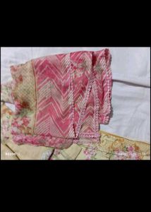 Patchwork suit with chiffon dupatta