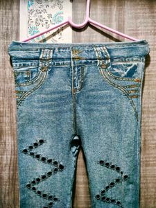 Stylish Blue Denim Print Leggings