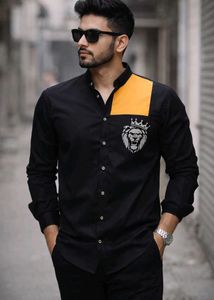 Stylish Black Shirt with Lion Print
