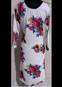 White Floral Print Kurta Set with Dupatta