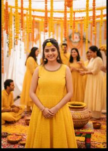 Bust 40 Beautiful Yellow Ethnic Gown