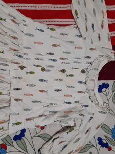 Cute Fish Print White kurti