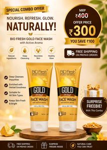 Bio Fresh Gold Face Wash 2 Packs + Freebiee