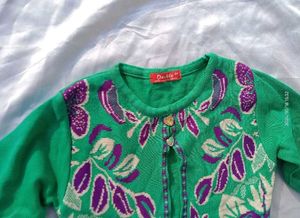 Green Floral Sweater