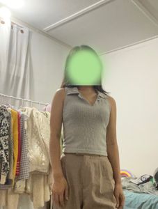 Grey Collar Top