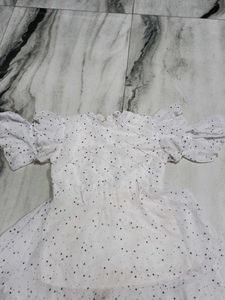 White Polka Dot Off-Shoulder Dress