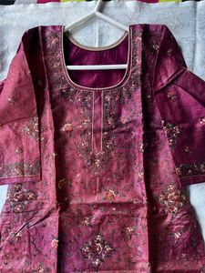 Tailored Tussar Silk Embroidered Kurti