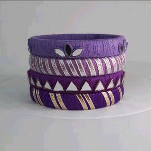 Purple Thread Bangles with Mirror Work💜