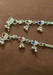 Beautiful Peacock Enamel Anklets pure silver