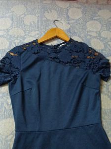 Elegant Navy Lace Detail Dress