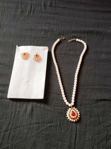 Pearl Necklace and Earring Set