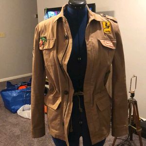 Zara Men's Unique Embroidered Brown Jacket