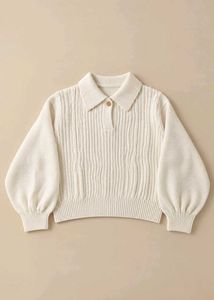 CREAM KNIT POLO SWEATER