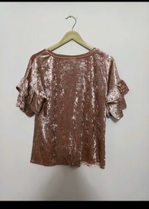 Velvet Ruffle Sleeve Top