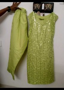 Lime Green Sequin Mini Dress