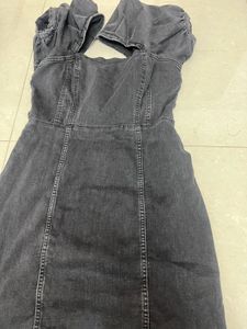 Trendy Puff Sleeve Denim Mini Dress