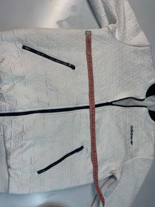 Adidas White Textured Bomber Jacket