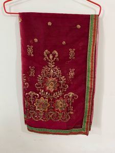 Embroidered Red Saree