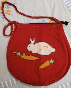 Hand Applique Bag Red Rabbit & Carrot Sling