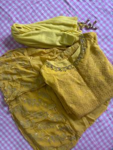 Beautiful Yellow Embroidered Kurta Set