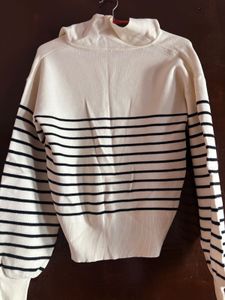 Striped V-Neck Knit Sweater