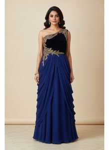 Royal Blue Embroidered Gown