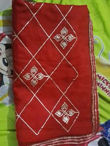 Elegant Red Embroidered Saree