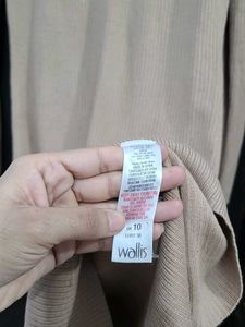 Exported Elegant Beige Knit Winter Dress