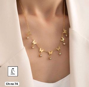Gold Butterfly Necklace with Crystals
