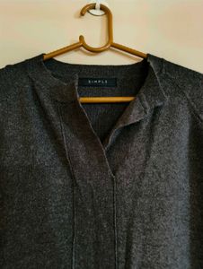 winter Dark Grey Oversized Tunic Top
