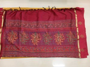 Elegant Yellow gold Saree with Maroon Border