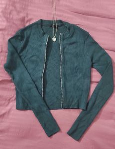 Teal Zipper Cardigan🧚
