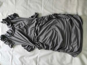 Chic Grey Ruched Ruffle Dress