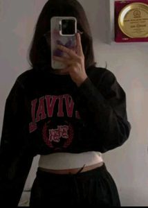 Black Cropped "Revival" Sweatshirt