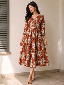Aliya cut Floral Print Dress🤎