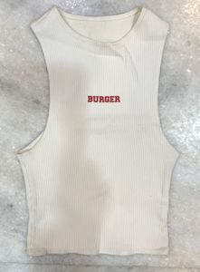 Cream Ribbed Tank Top - "Burger"