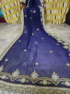 Expensive Navy Blue dimond work Saree