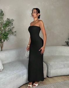 Elegant Black Bodycon Maxi Dress