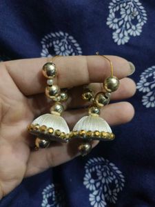 Elegant White Jhumka Earrings