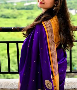 Purple Silk Saree with Princess cut blouse